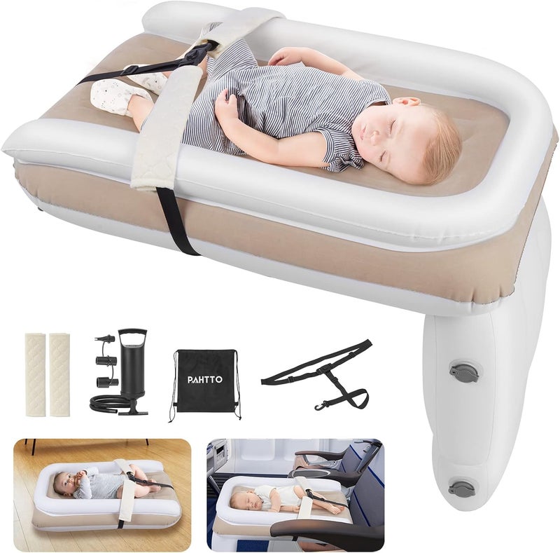 PAHTTO Inflatable Airplane Bed for Kids, Portable Toddlers Airplane Blow Up Matrress for Travel, Inflatable Baby Bed Mattress with Hand Pump, Toddler Travel Essentials - Image 1